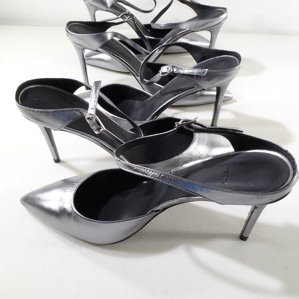 Theory Metallic Leather Mule Pumps 40 NWOB IRRG 595 Sz 40 IRRG - Picture 3 of 16